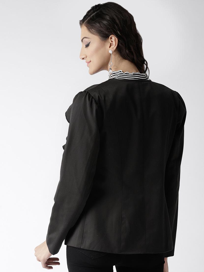 ruffle detail solid blazer - 16849137 - Zoom Image - 3