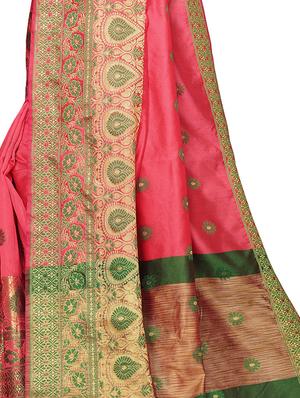 floral bordered saree with blouse - 16850384 - Standard Image - 3