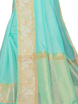 solid bordered saree with blouse - 16850392 - Standard Image - 3