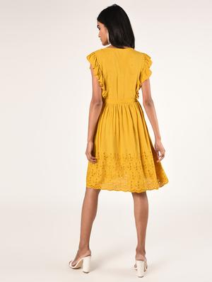 tie front frill detail a-line dress - 16850939 - Standard Image - 3
