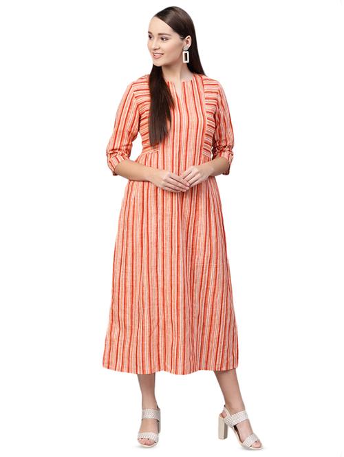 round neck striped a-line dress - 16851726 - Standard Image - 1