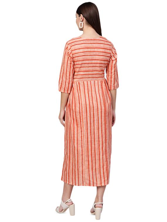 round neck striped a-line dress - 16851726 - Zoom Image - 3
