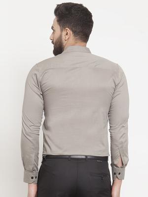 grey solid casual shirt - 16855903 - Standard Image - 3