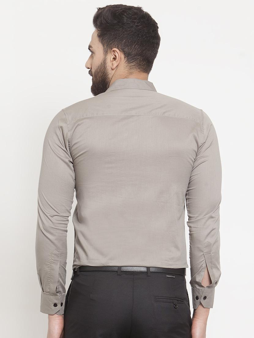 grey solid casual shirt - 16855903 - Zoom Image - 3