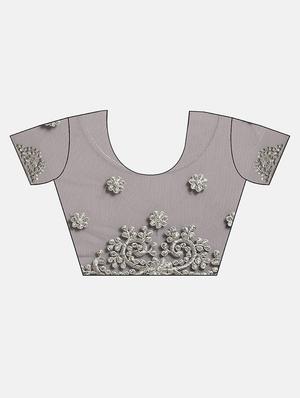 bordered embroidered saree with blouse - 16856974 - Standard Image - 3