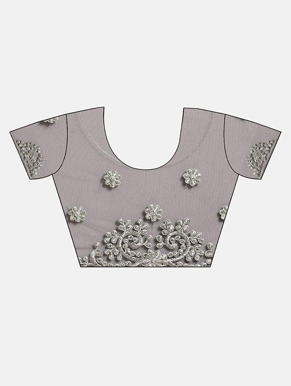 bordered embroidered saree with blouse - 16856974 - Zoom Image - 3