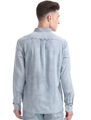 blue self design casual shirt - 16858364 - Standard Image - 3
