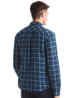 blue checkered casual shirt - 16858386 - Standard Image - 3