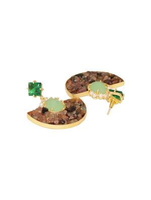 green brass drop earring - 16858895 - Standard Image - 3