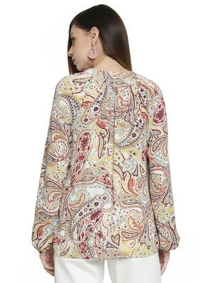 mandarin neck paisley top - 16861580 - Standard Image - 3
