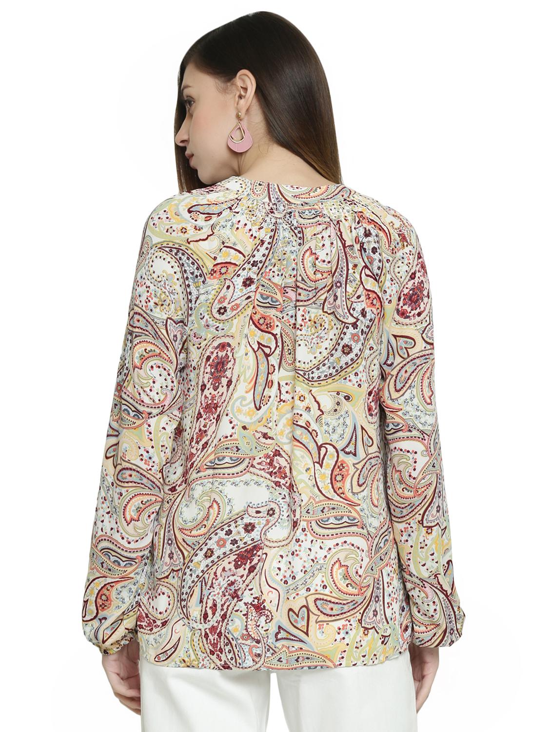 mandarin neck paisley top - 16861580 - Zoom Image - 3