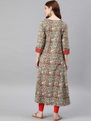 kalamkari flared urta - 16861680 - Standard Image - 3