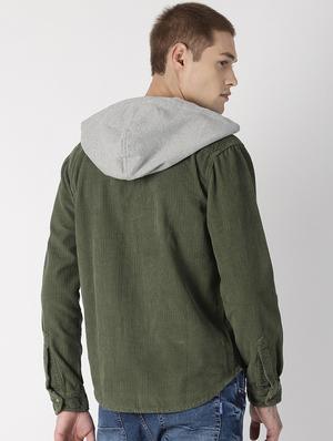 green solid corduroy shirt - 16862014 - Standard Image - 3