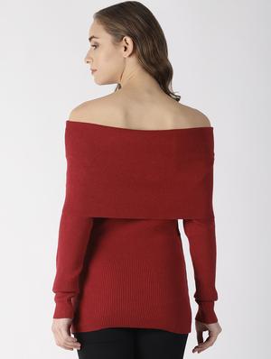 off shoulder textured pullover - 16862050 - Standard Image - 3