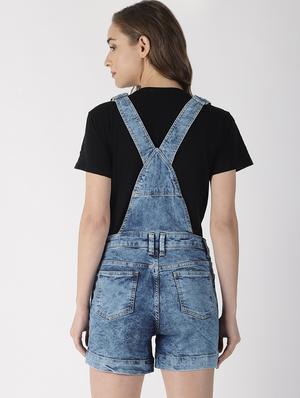 acid washed denim dungaree - 16862882 - Standard Image - 3