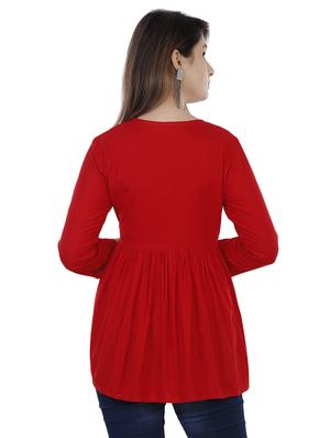 embroidered flared kurti - 16863478 - Standard Image - 3