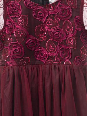 maroon colored net frock - 16863780 - Standard Image - 3