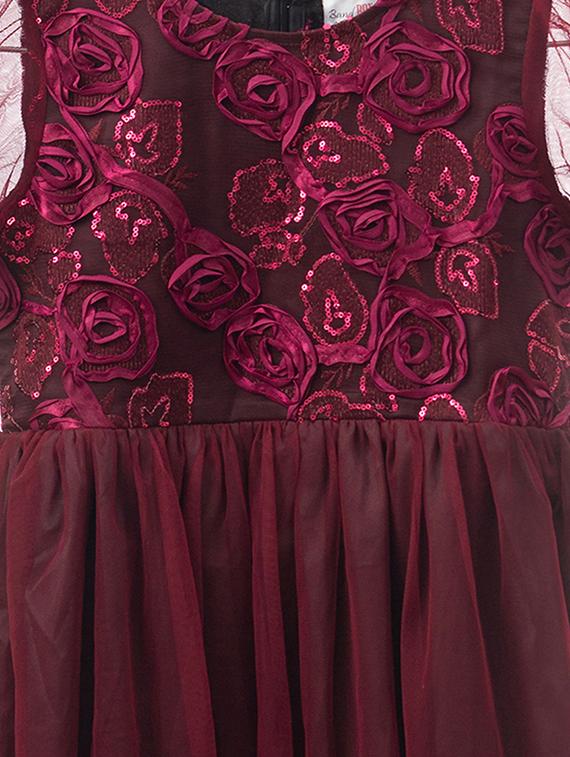 maroon colored net frock - 16863780 - Zoom Image - 3