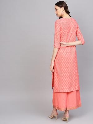 geometrical kurta palazzo set - 16864177 - Standard Image - 3