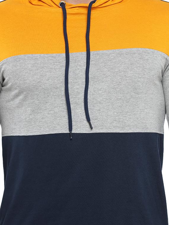 navy blue color block hooded t-shirt - 16867190 - Zoom Image - 6