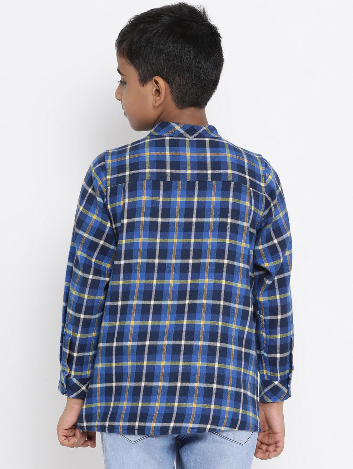 blue checkered cotton shirt - 16868341 - Zoom Image - 3