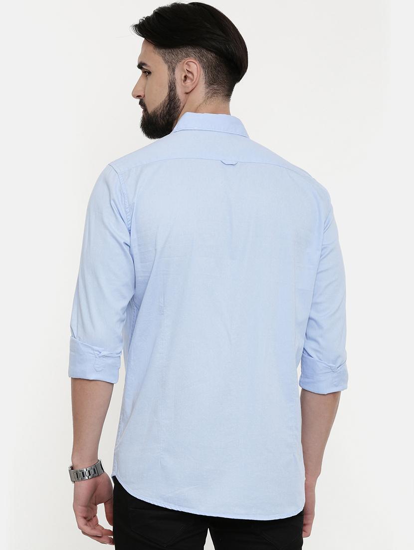 blue solid casual shirt - 16868775 - Zoom Image - 3