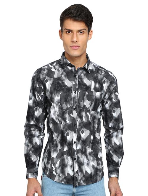 black camouflage print casual shirt - 16868913 - Standard Image - 1