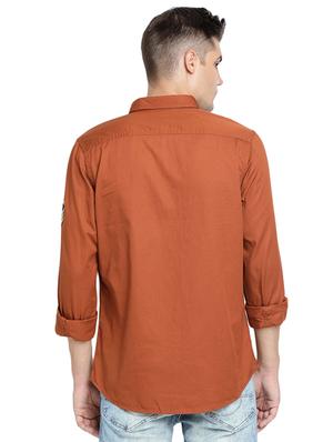 brown solid casual shirt - 16868968 - Standard Image - 3