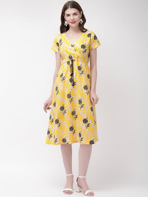 overlap floral a-line dress - 16871466 - Very Small Image - 1