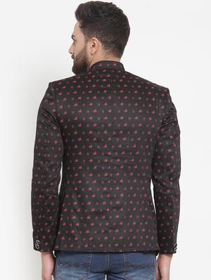 black printed bandhgala casual blazer - 16872903 - Standard Image - 3