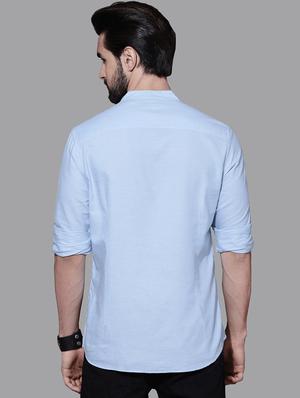 light blue solid casual shirt - 16873290 - Standard Image - 3