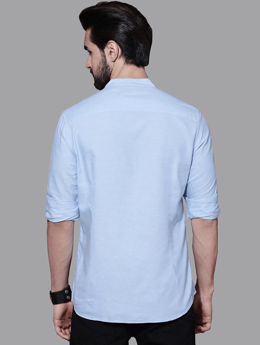 light blue solid casual shirt - 16873290 - Zoom Image - 3