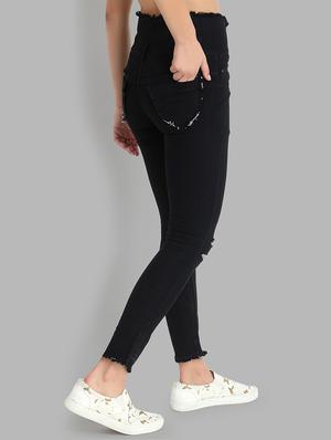 high rise frayed detail jeans - 16878863 - Standard Image - 3