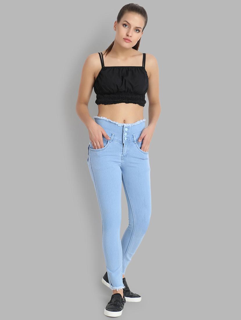 high rise frayed detail jeans - 16878866 - Zoom Image - 3