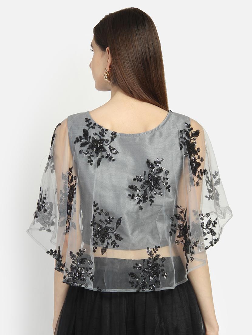 cape sleeves sequined blouse - 16879427 - Zoom Image - 3