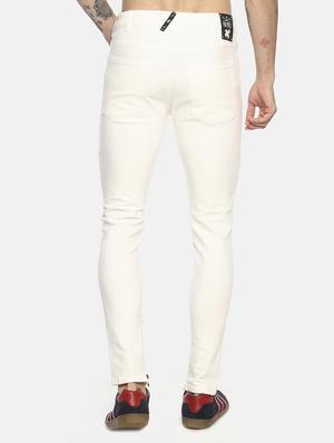 white solid biker denims jeans - 16879887 - Standard Image - 3