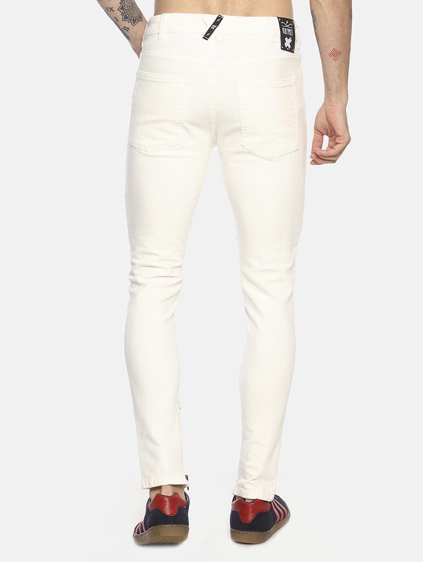 white solid biker denims jeans - 16879887 - Zoom Image - 3