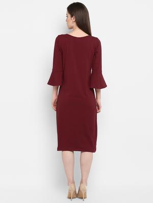 boat neck bell sleeved bodycon dress - 16880481 - Standard Image - 3