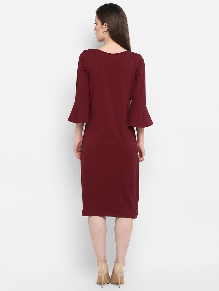 boat neck bell sleeved bodycon dress - 16880481 - Zoom Image - 3
