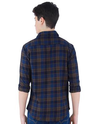 navy blue checkered casual shirt - 16882214 - Standard Image - 3