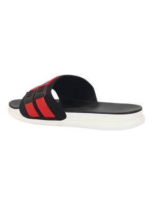black fabric slip on flip flops - 16882257 - Standard Image - 3
