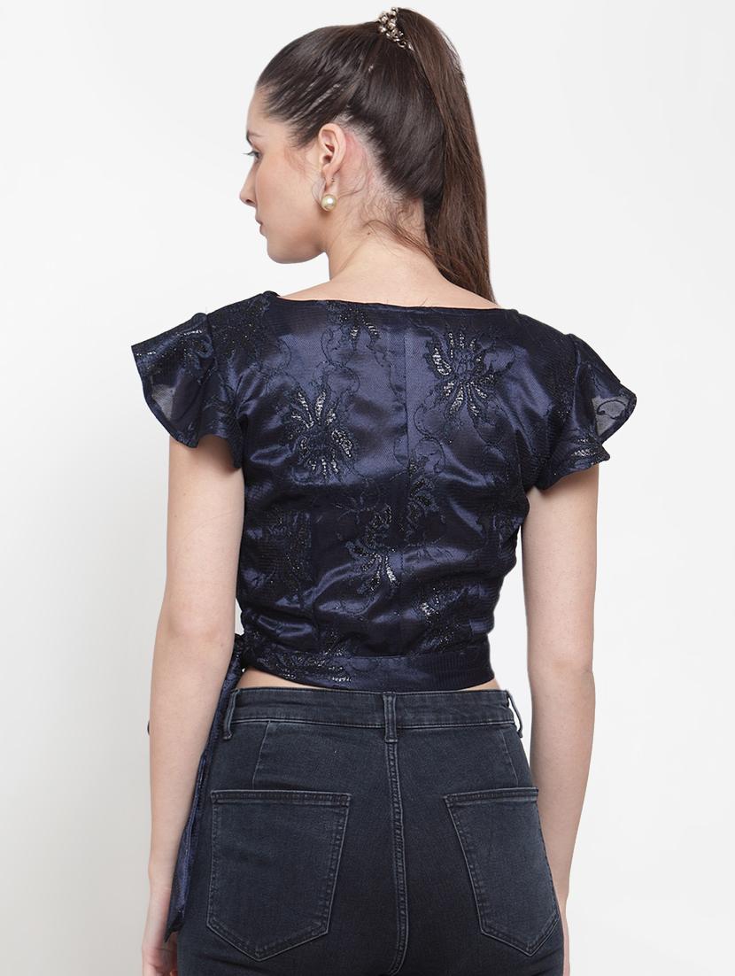 tie knot embellished crop top - 16882481 - Zoom Image - 3