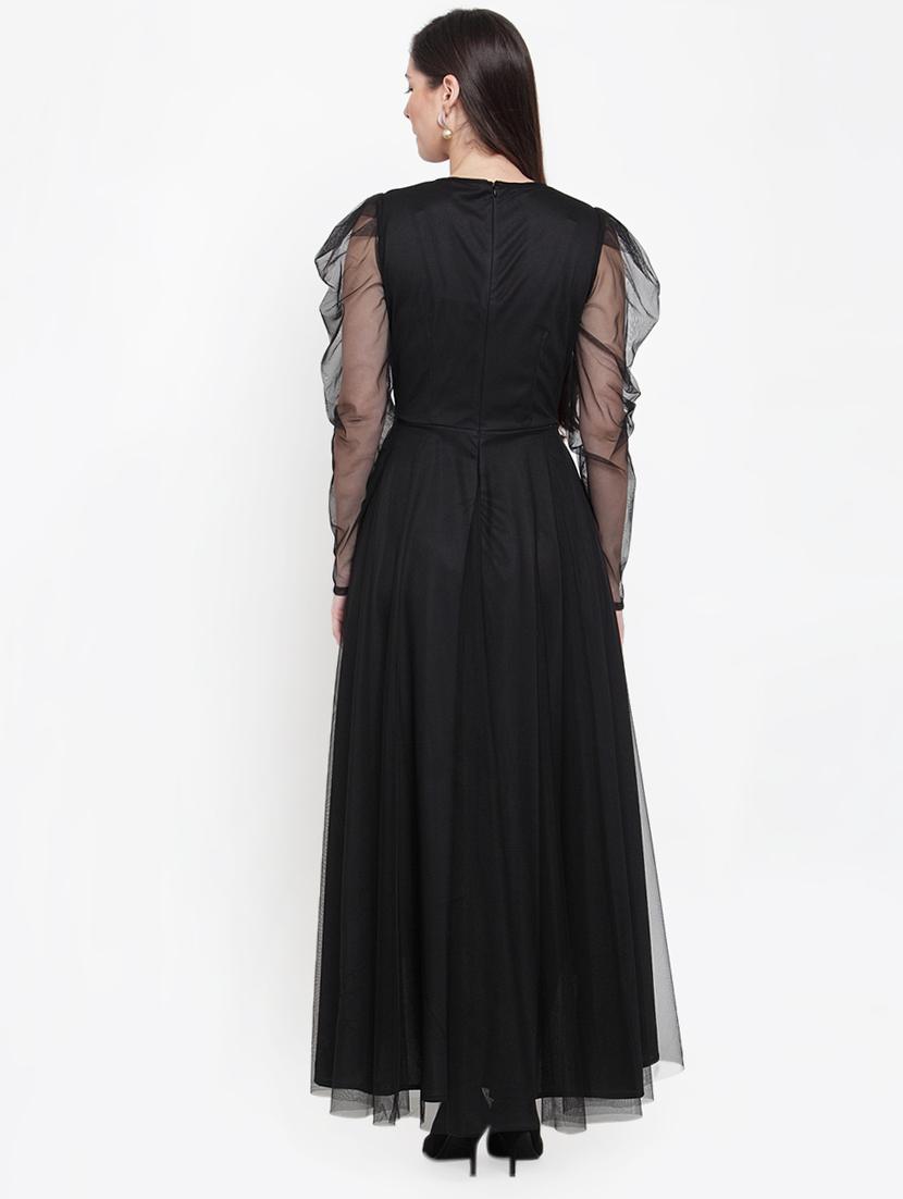 leg-o-mutton sleeves maxi dress - 16882483 - Zoom Image - 3