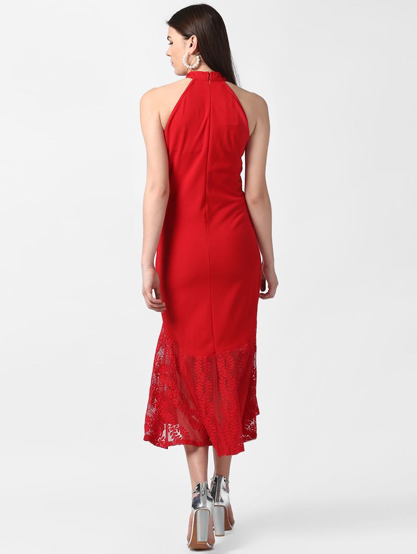 halter neck laced hem a-line dress - 16882550 - Zoom Image - 3
