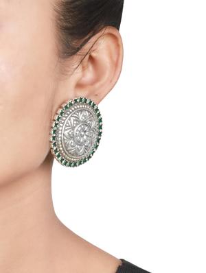 green silver studs earrings - 16883773 - Standard Image - 3