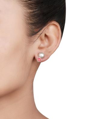 orange silver studs earring - 16883796 - Standard Image - 3