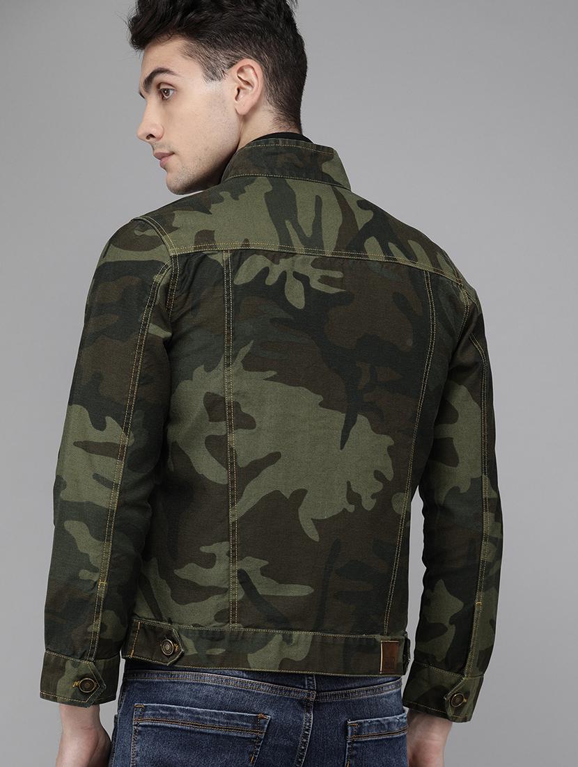 green camouflage print denim jacket - 16883819 - Zoom Image - 3