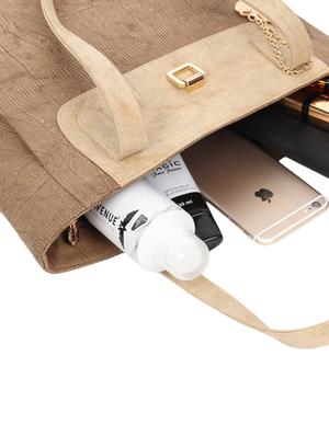 beige leatherette (pu) regular handbag - 16884397 - Standard Image - 3
