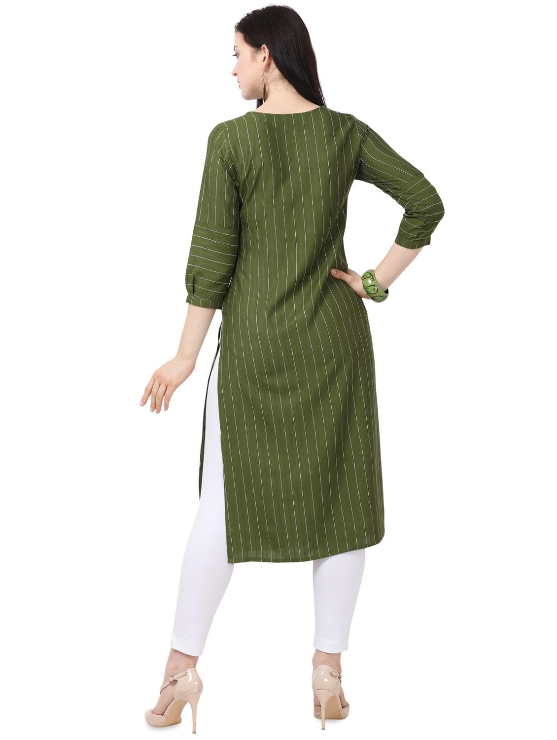 striped straight kurta - 16884502 - Zoom Image - 3