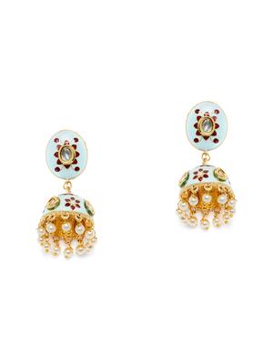 white metal jhumka earring - 16888070 - Standard Image - 3